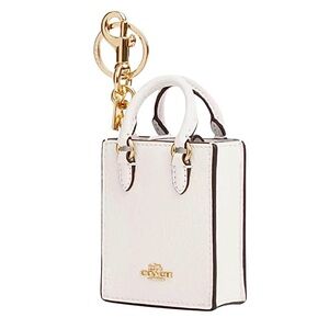 Coach Mini North South Bag Charm Keychain in Chalk White Gold Hardware New